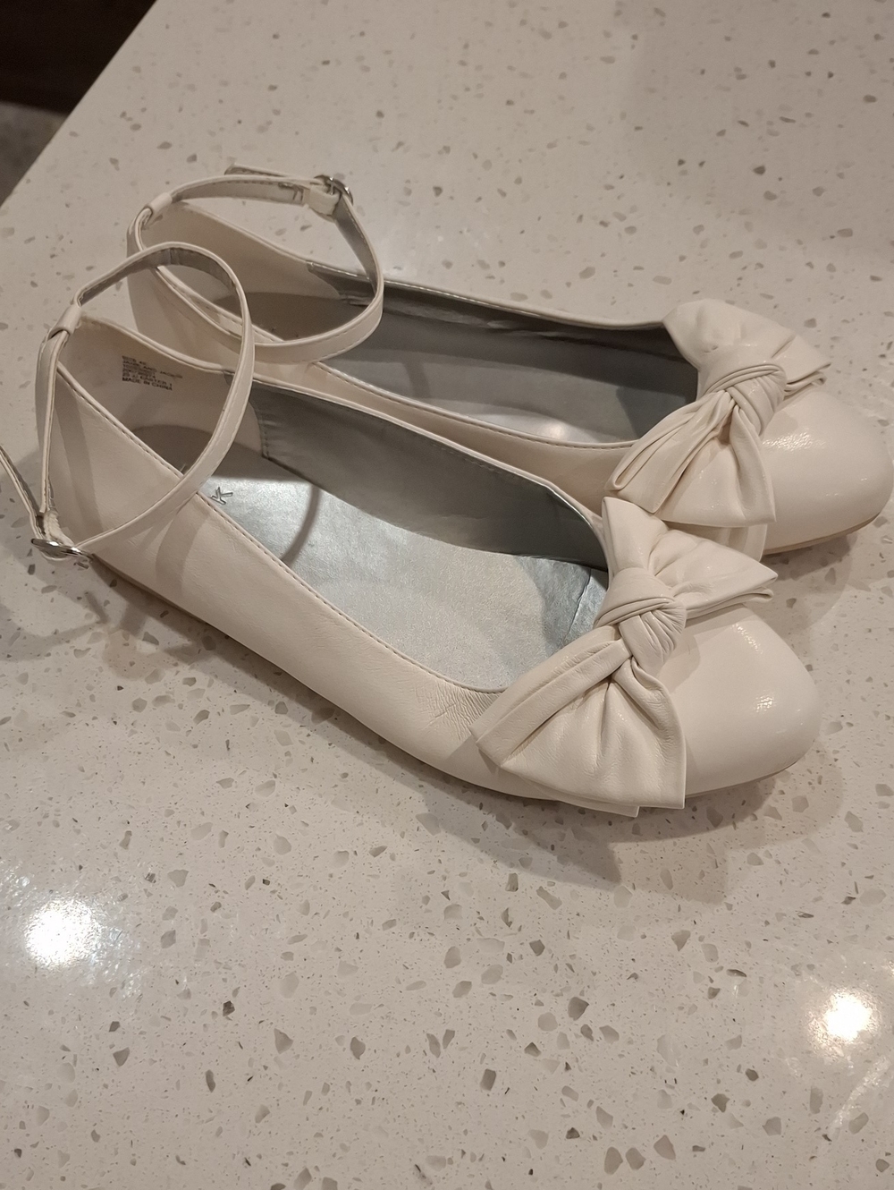 Janie And Jack Girls White Bow Flats Size 4